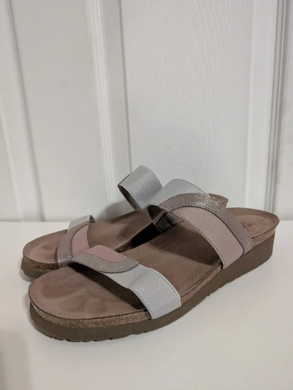 NAOT Womens Sandals Frankie Slide Shoes Gray Purple Leather Size 10 US / 41 EUR